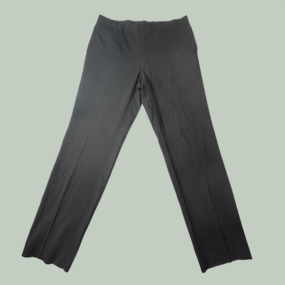 Hugo Boss Dress Pants Mens 34 Wool Black Flat Front Trousers Luxury Business